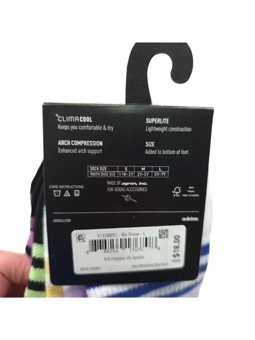 Adidas Girls Superlite Arch Compression No Show Socks 6-Pack Large (5Y-7Y)